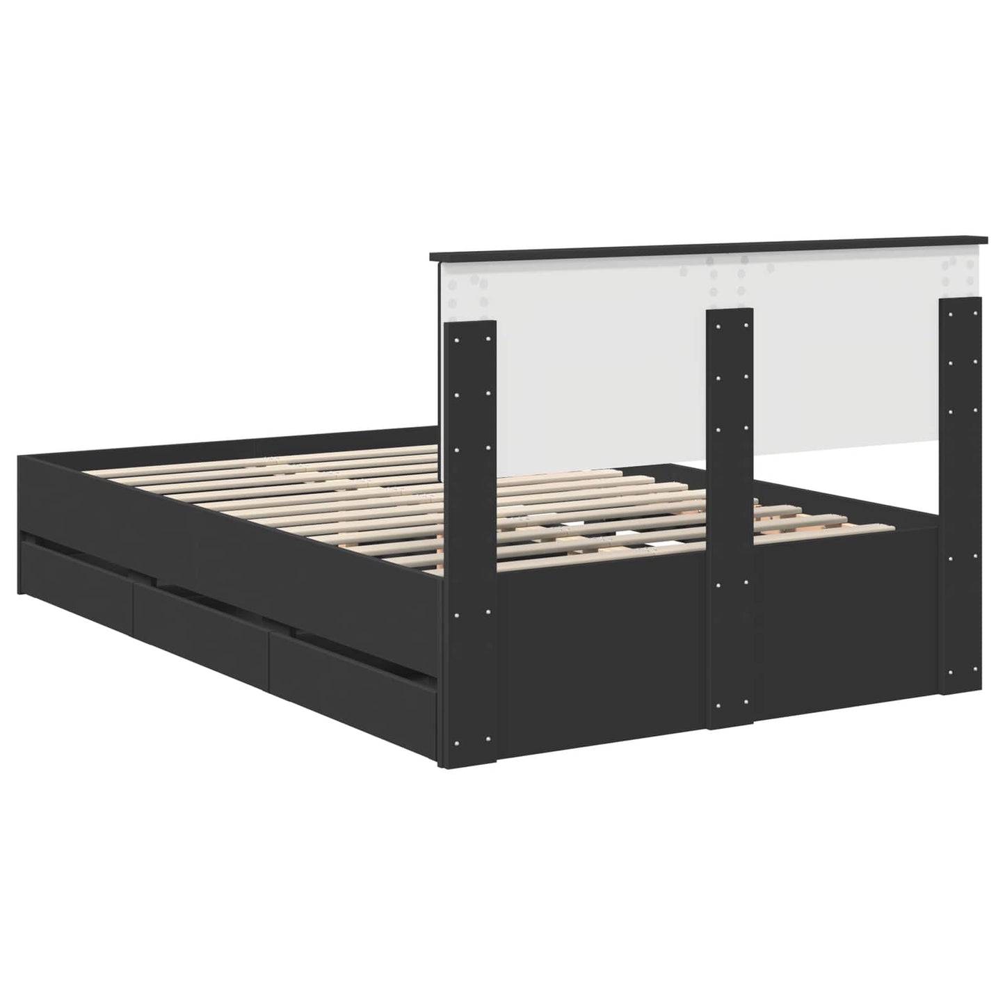 vidaXL Bed Frame with Drawer Black 120 x 190 cm Engineer Wood