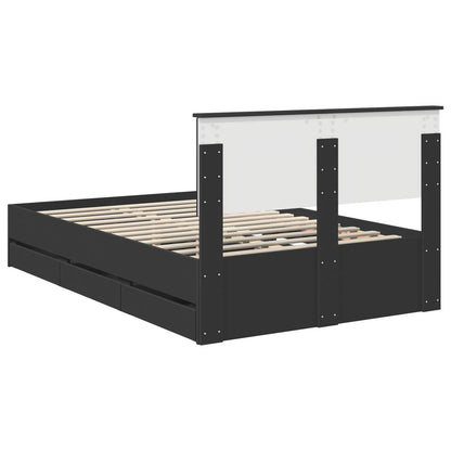 vidaXL Bed Frame with Drawer Black 120 x 190 cm Engineer Wood