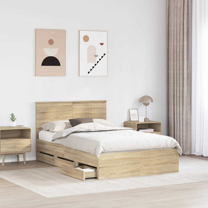 vidaXL Bed Frame with Drawer Sonoma Oak 120 x 190 cm Engineer Wood