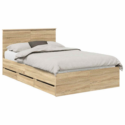 vidaXL Bed Frame with Drawer Sonoma Oak 120 x 190 cm Engineer Wood