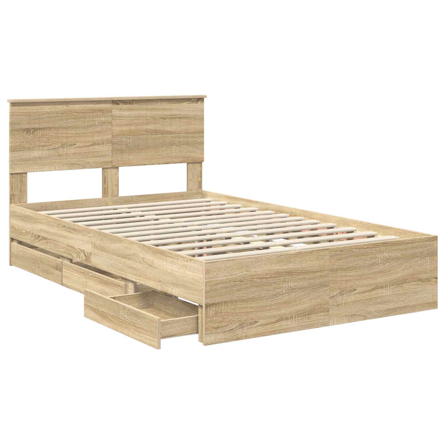 vidaXL Bed Frame with Drawer Sonoma Oak 120 x 190 cm Engineer Wood