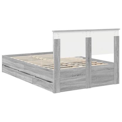vidaXL Bed Frame with Drawer Grey Sonoma 120 x 190 cm Engineer Wood