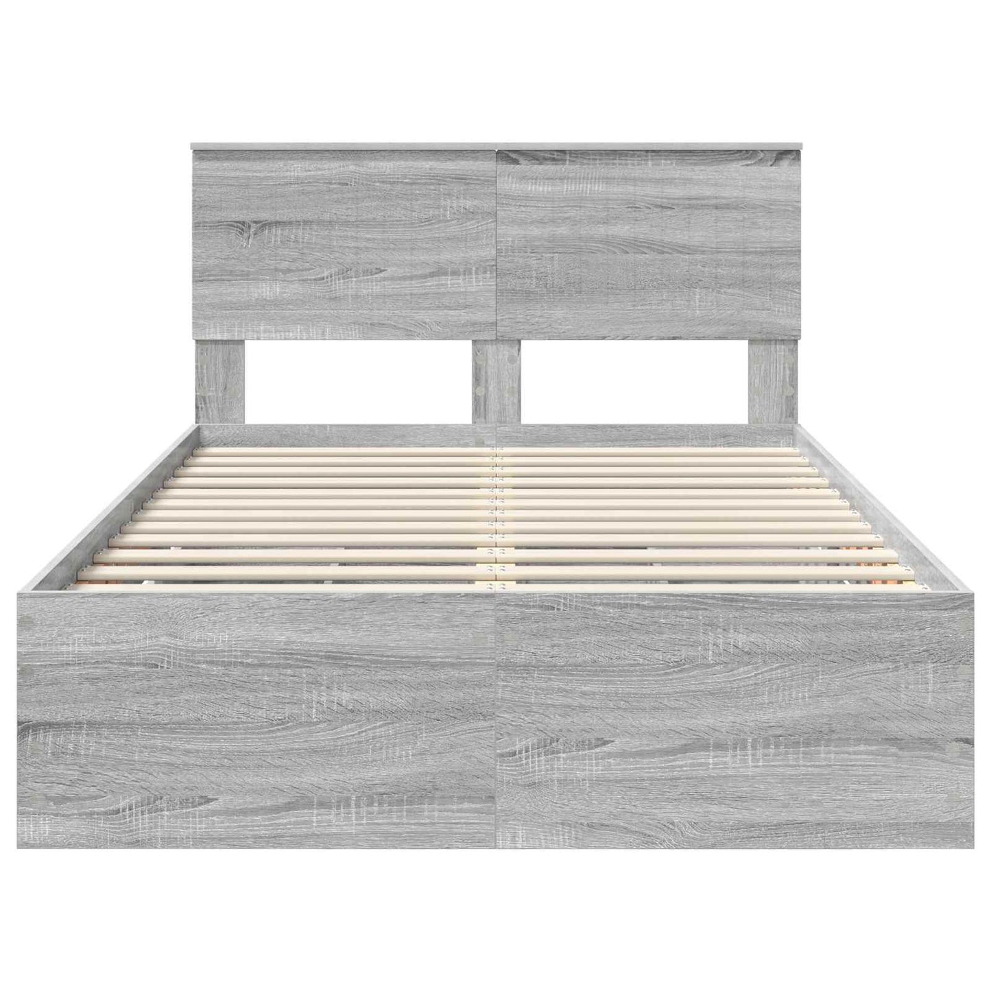vidaXL Bed Frame with Drawer Grey Sonoma 120 x 190 cm Engineer Wood