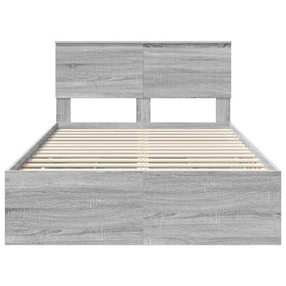vidaXL Bed Frame with Drawer Grey Sonoma 120 x 190 cm Engineer Wood