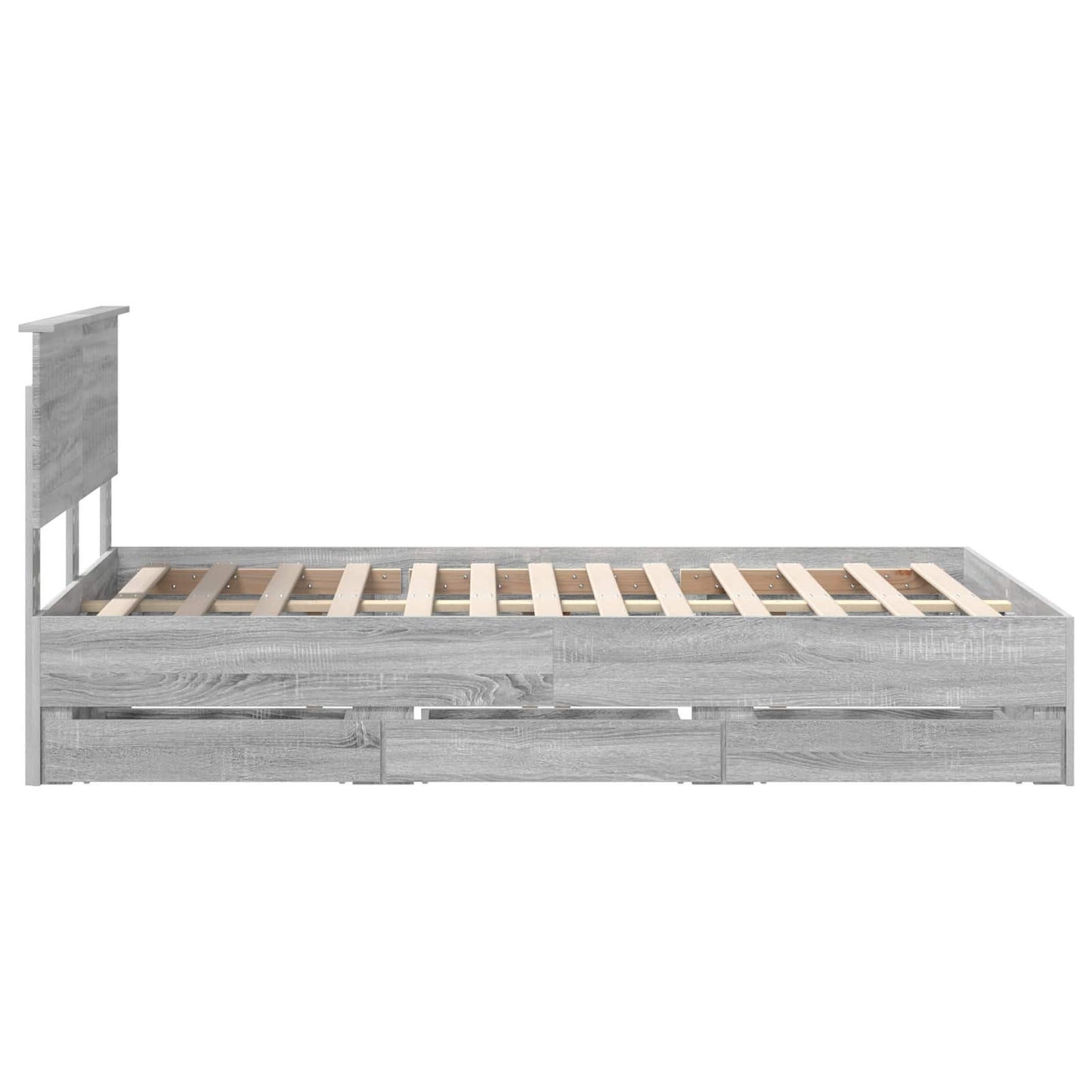 vidaXL Bed Frame with Drawer Grey Sonoma 120 x 190 cm Engineer Wood