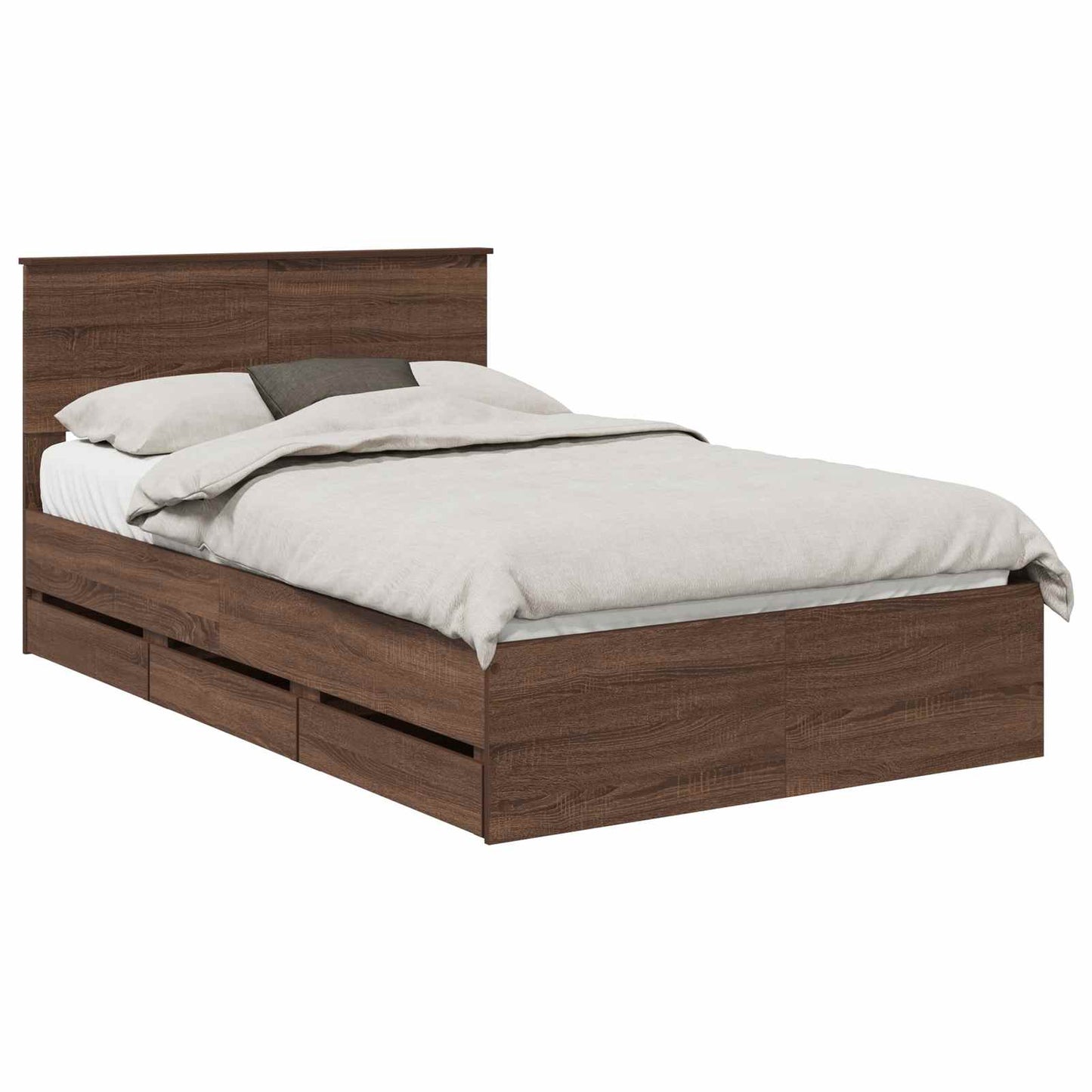 vidaXL Bed Frame with Drawer Brown Oak 120 x 190 cm Engineer Wood