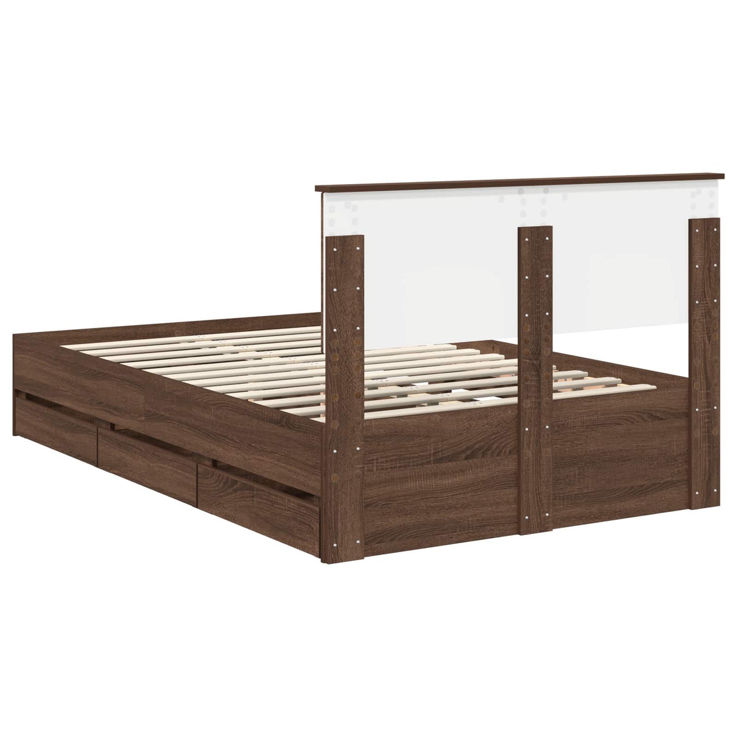 vidaXL Bed Frame with Drawer Brown Oak 120 x 190 cm Engineer Wood