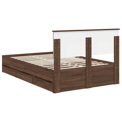 vidaXL Bed Frame with Drawer Brown Oak 120 x 190 cm Engineer Wood