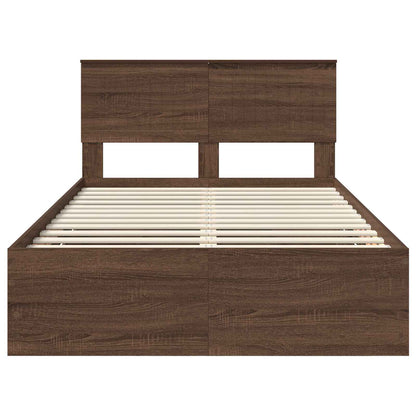 vidaXL Bed Frame with Drawer Brown Oak 120 x 190 cm Engineer Wood