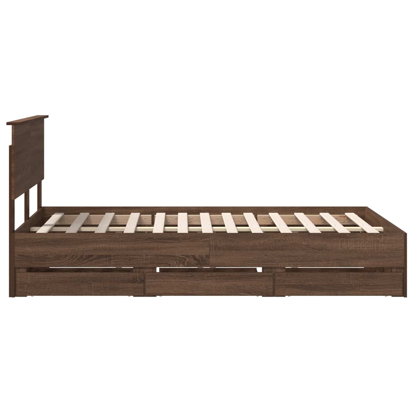vidaXL Bed Frame with Drawer Brown Oak 120 x 190 cm Engineer Wood