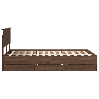 vidaXL Bed Frame with Drawer Brown Oak 120 x 190 cm Engineer Wood