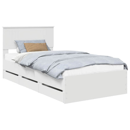 vidaXL Bed Frame with Drawer White 100 x 200 cm Engineer Wood