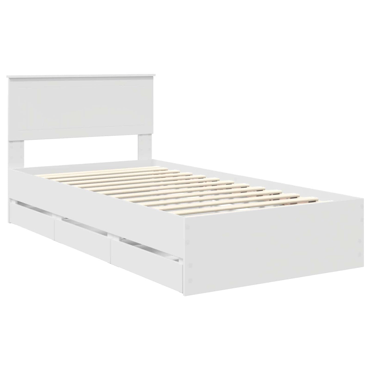 vidaXL Bed Frame with Drawer White 100 x 200 cm Engineer Wood