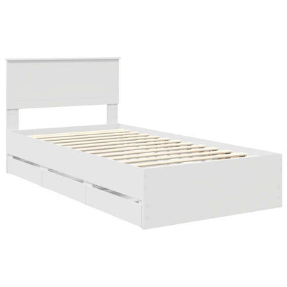 vidaXL Bed Frame with Drawer White 100 x 200 cm Engineer Wood