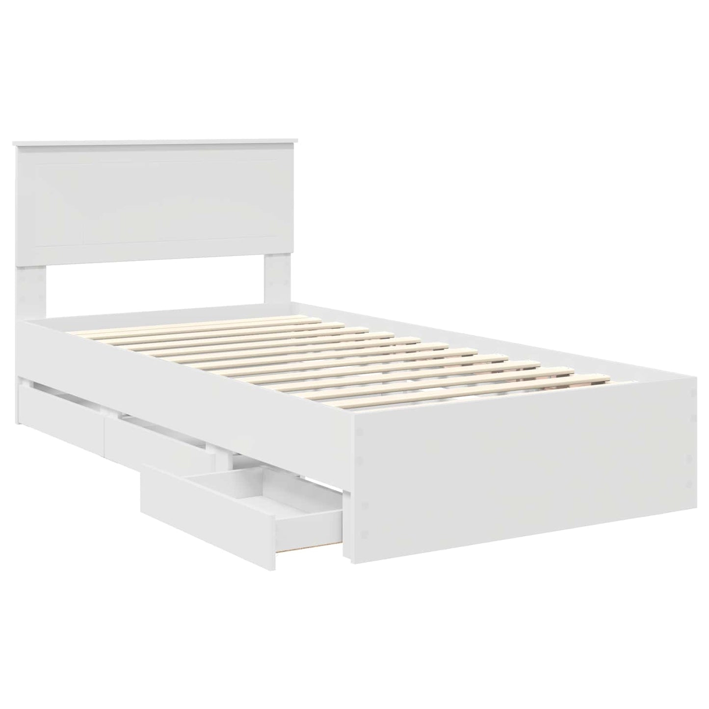 vidaXL Bed Frame with Drawer White 100 x 200 cm Engineer Wood