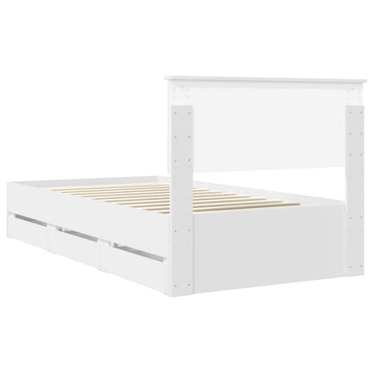 vidaXL Bed Frame with Drawer White 100 x 200 cm Engineer Wood