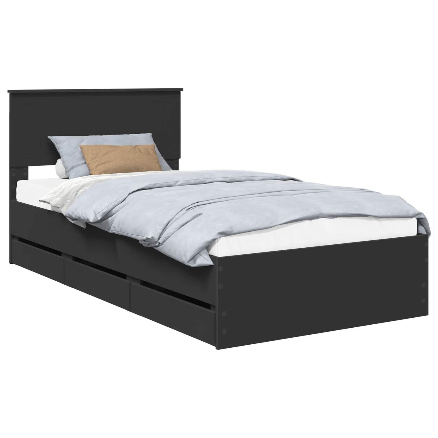 vidaXL Bed Frame with Drawer Black 100 x 200 cm Engineer Wood