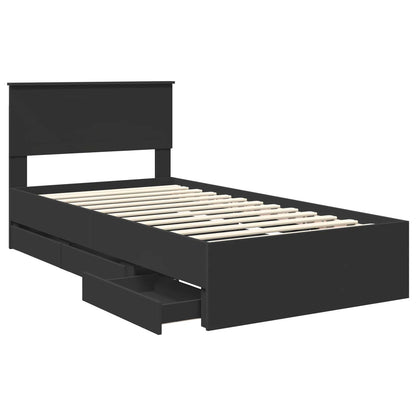vidaXL Bed Frame with Drawer Black 100 x 200 cm Engineer Wood