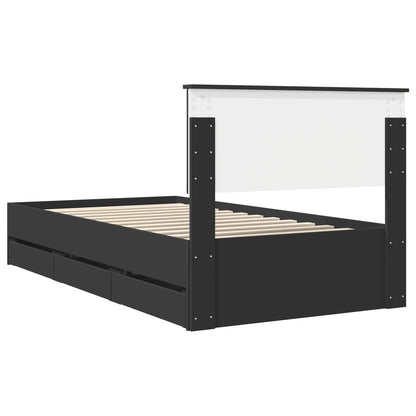 vidaXL Bed Frame with Drawer Black 100 x 200 cm Engineer Wood