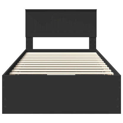 vidaXL Bed Frame with Drawer Black 100 x 200 cm Engineer Wood