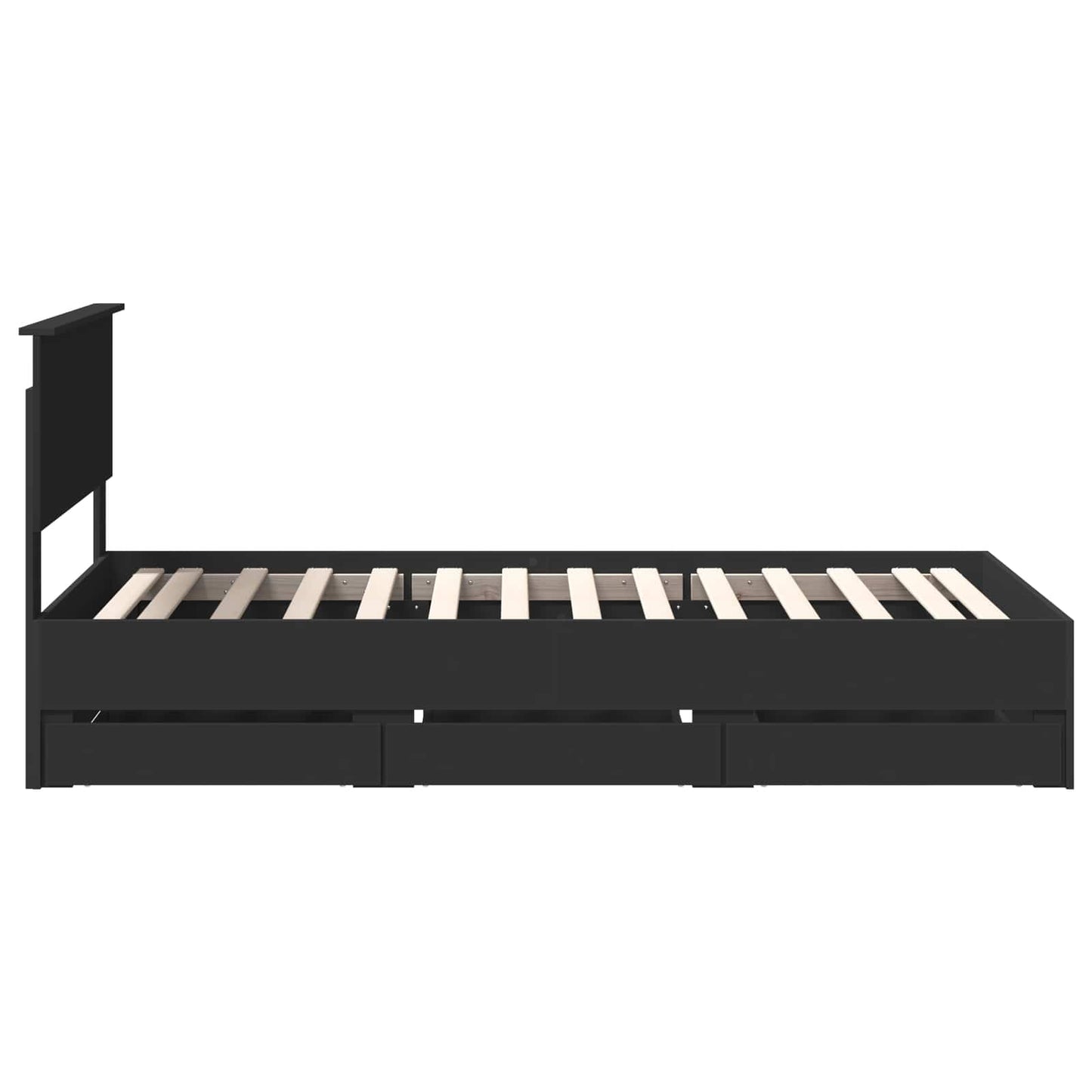 vidaXL Bed Frame with Drawer Black 100 x 200 cm Engineer Wood