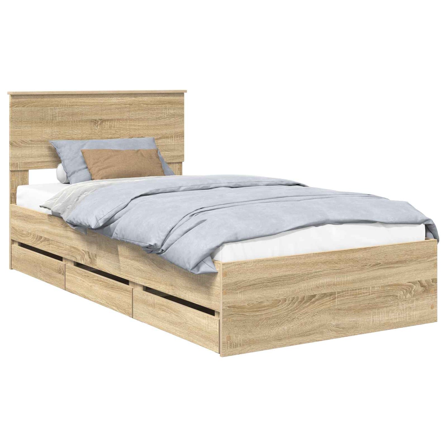vidaXL Bed Frame with Drawer Sonoma Oak 100 x 200 cm Engineer Wood