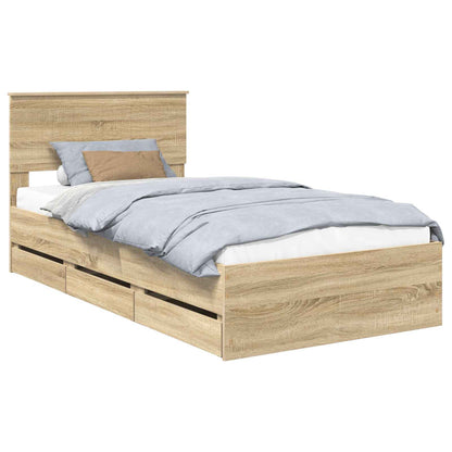 vidaXL Bed Frame with Drawer Sonoma Oak 100 x 200 cm Engineer Wood