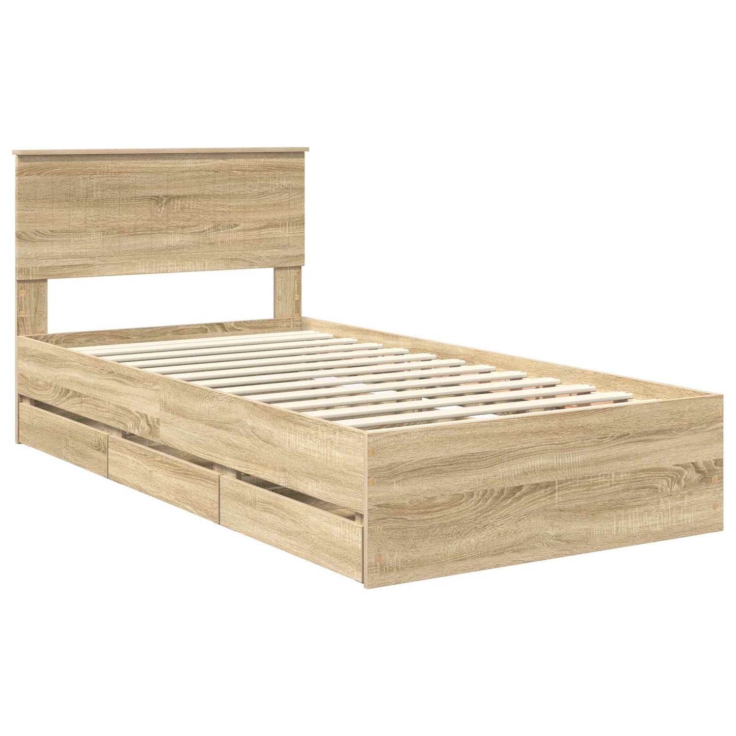 vidaXL Bed Frame with Drawer Sonoma Oak 100 x 200 cm Engineer Wood