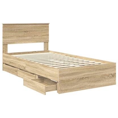 vidaXL Bed Frame with Drawer Sonoma Oak 100 x 200 cm Engineer Wood