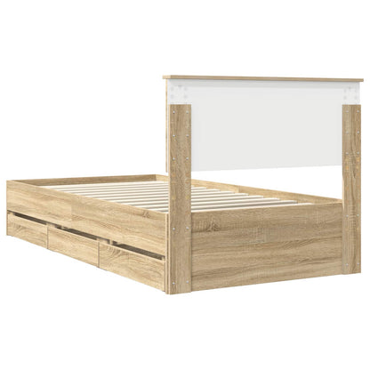 vidaXL Bed Frame with Drawer Sonoma Oak 100 x 200 cm Engineer Wood