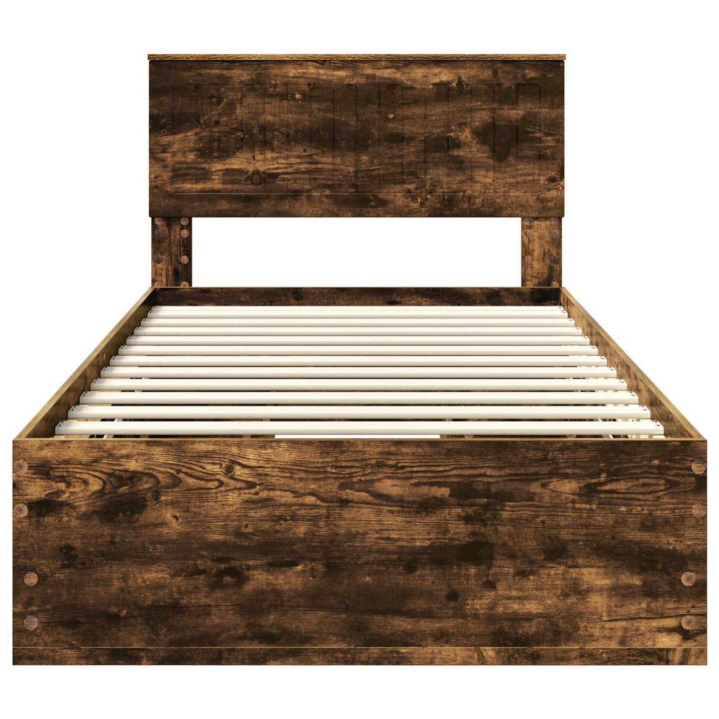 vidaXL Bed Frame with Drawer Smoked Oak 100 x 200 cm Engineer Wood