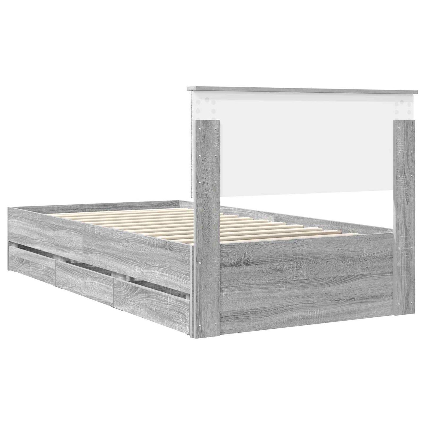 vidaXL Bed Frame with Drawer Grey Sonoma 100 x 200 cm Engineer Wood