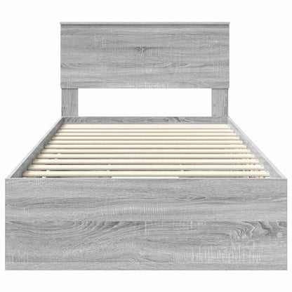 vidaXL Bed Frame with Drawer Grey Sonoma 100 x 200 cm Engineer Wood