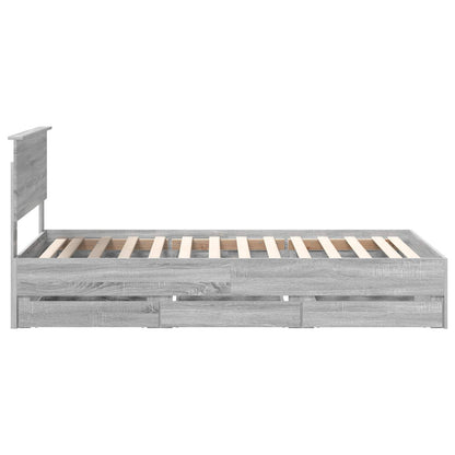 vidaXL Bed Frame with Drawer Grey Sonoma 100 x 200 cm Engineer Wood