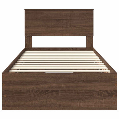 vidaXL Bed Frame with Drawer Brown Oak 100 x 200 cm Engineer Wood