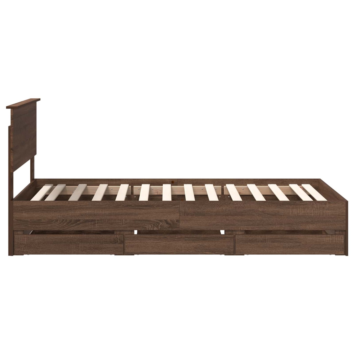 vidaXL Bed Frame with Drawer Brown Oak 100 x 200 cm Engineer Wood