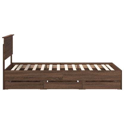 vidaXL Bed Frame with Drawer Brown Oak 100 x 200 cm Engineer Wood