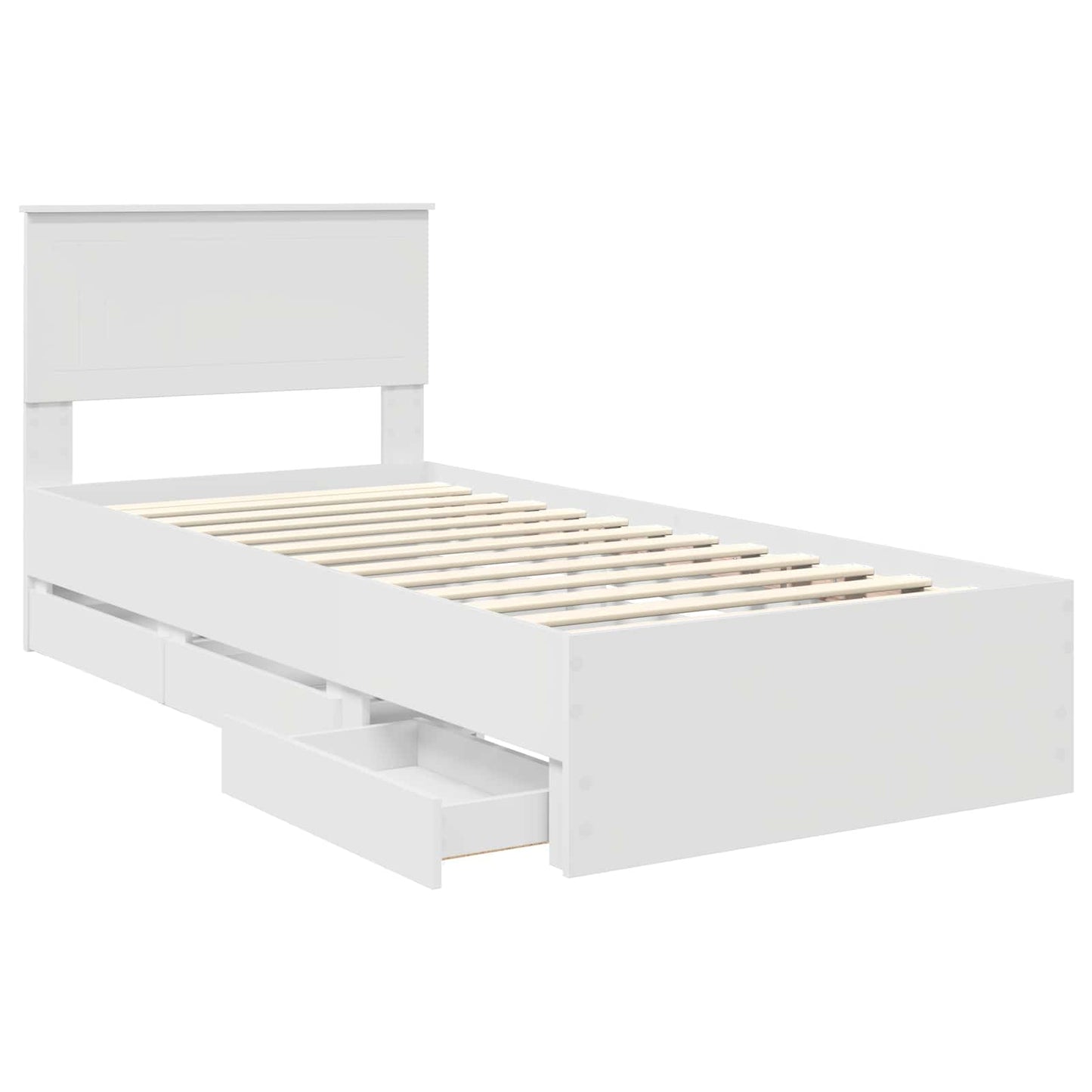 vidaXL Bed Frame with Drawer White 90 x 200 cm Engineer Wood