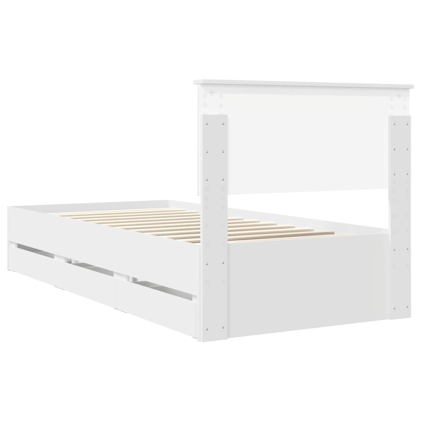 vidaXL Bed Frame with Drawer White 90 x 200 cm Engineer Wood