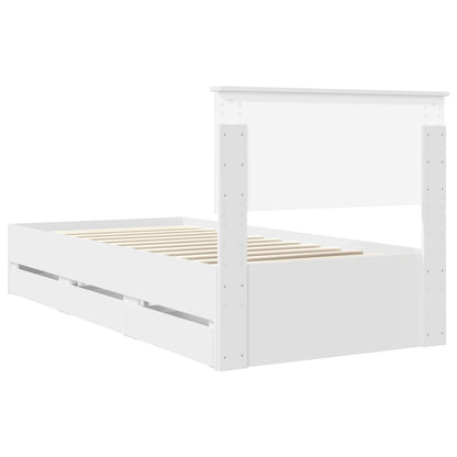 vidaXL Bed Frame with Drawer White 90 x 200 cm Engineer Wood