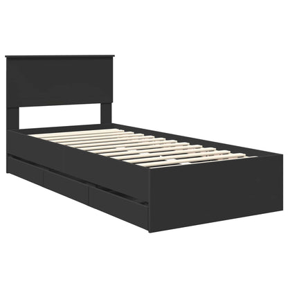 vidaXL Bed Frame with Drawer Black 90 x 200 cm Engineer Wood
