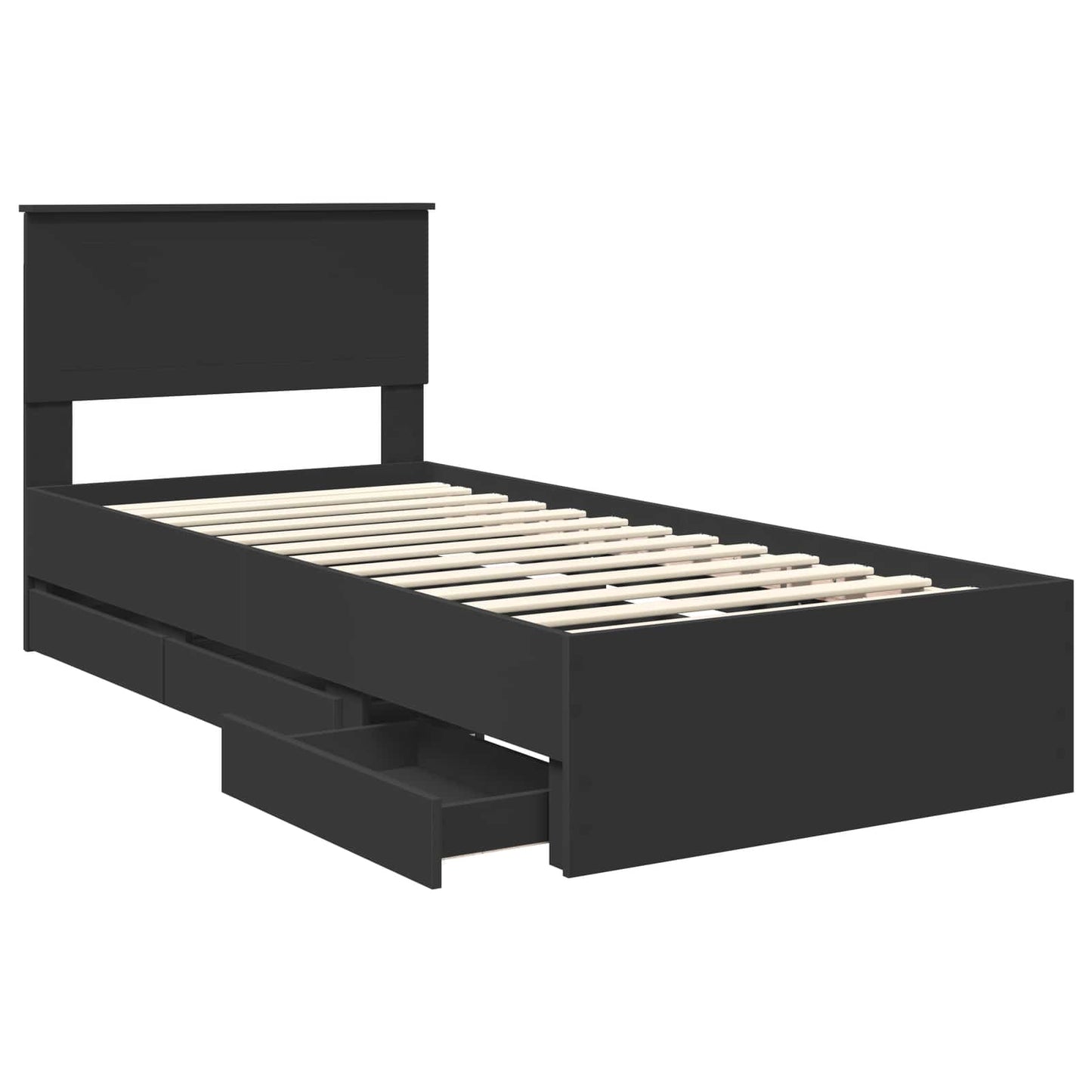 vidaXL Bed Frame with Drawer Black 90 x 200 cm Engineer Wood