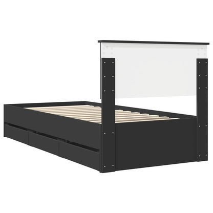 vidaXL Bed Frame with Drawer Black 90 x 200 cm Engineer Wood
