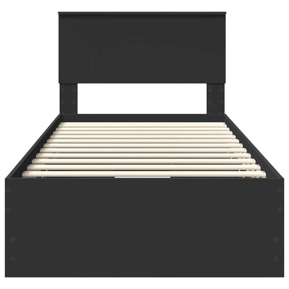 vidaXL Bed Frame with Drawer Black 90 x 200 cm Engineer Wood
