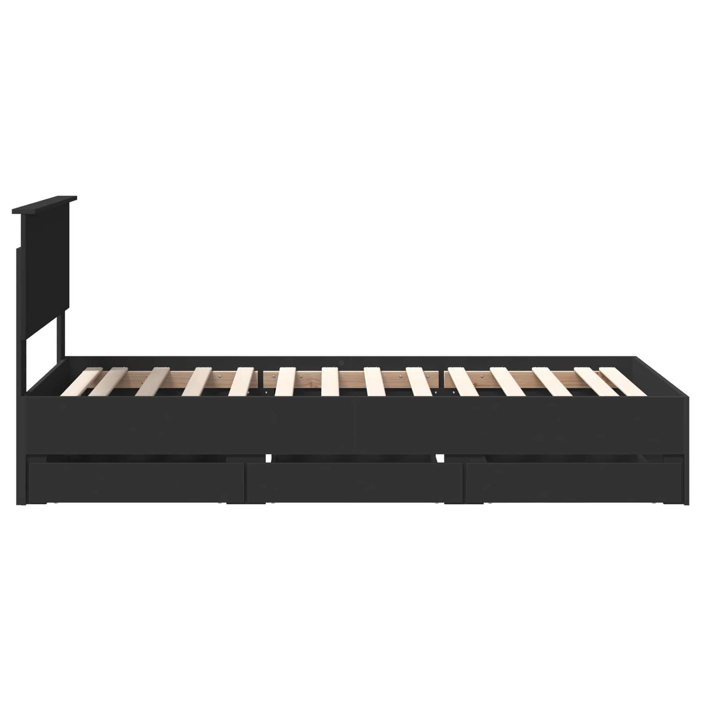 vidaXL Bed Frame with Drawer Black 90 x 200 cm Engineer Wood