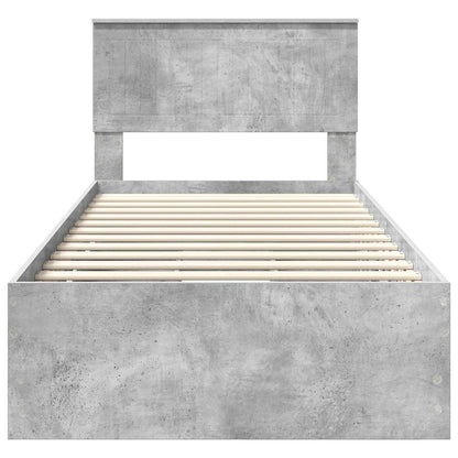 vidaXL Bed Frame with Drawer Concrete Grey 90 x 200 cm Engineer Wood