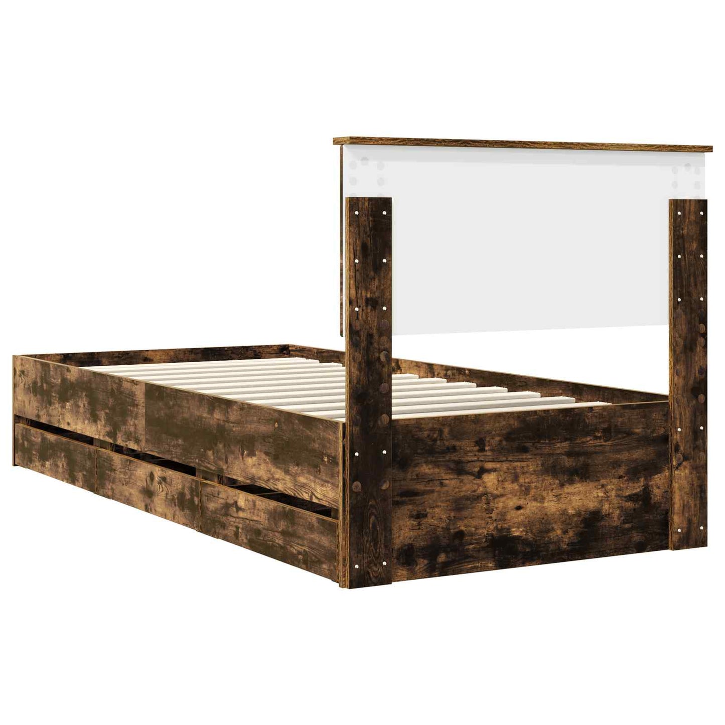 vidaXL Bed Frame with Drawer Smoked Oak 90 x 200 cm Engineer Wood