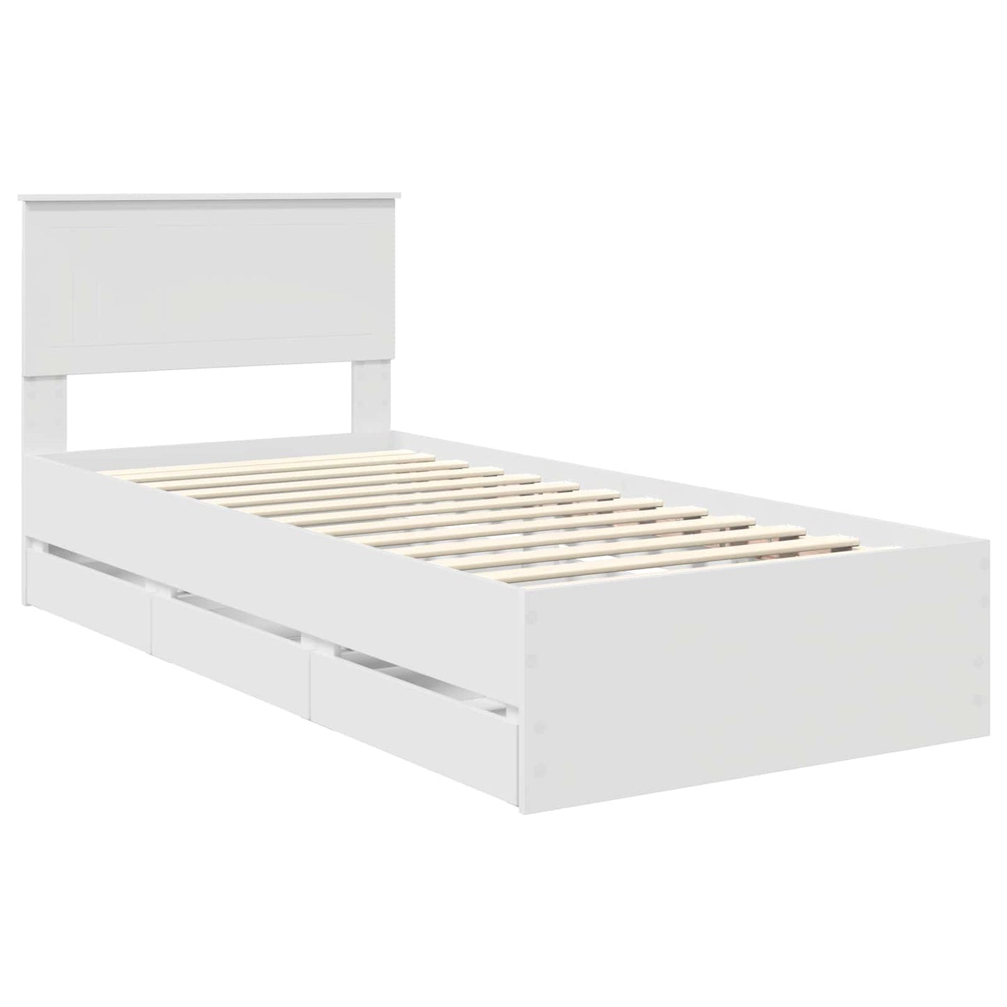 vidaXL Bed Frame with Drawer White 90 x 190 cm Engineer Wood