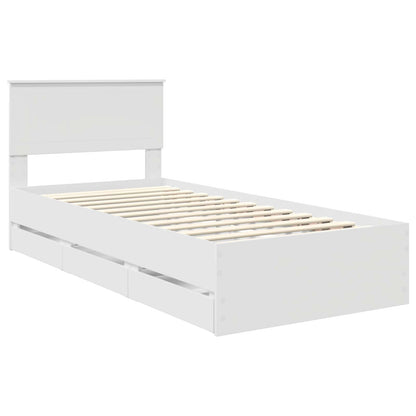 vidaXL Bed Frame with Drawer White 90 x 190 cm Engineer Wood