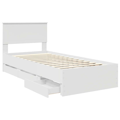 vidaXL Bed Frame with Drawer White 90 x 190 cm Engineer Wood